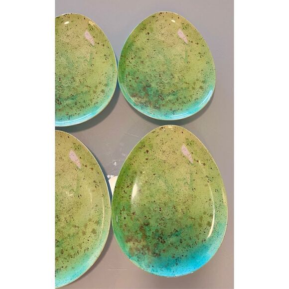 8 Easter Egg Spring Well Dressed Home Speckled Egg Shaped Melamine Plates - Picture 2 of 11